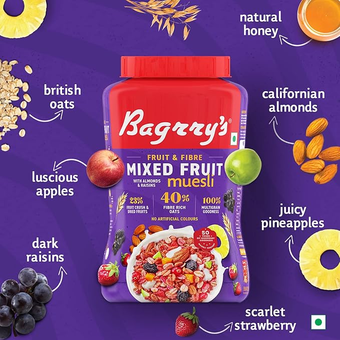 Bagrry's - Mixed Fruit Muesli, Fruit & Fibre with Almonds & Raisins 1Kg