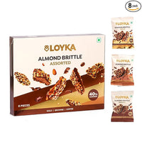 Thumbnail for Loyka Almond Brittle Assorted Choco Box - 8 pcs 116gm | Premium Chocolate Gift Hamper | Choco & Nut Dryfruit Delicacy | Roasted California Almonds (40%), Dark Choco & Salted Caramel |