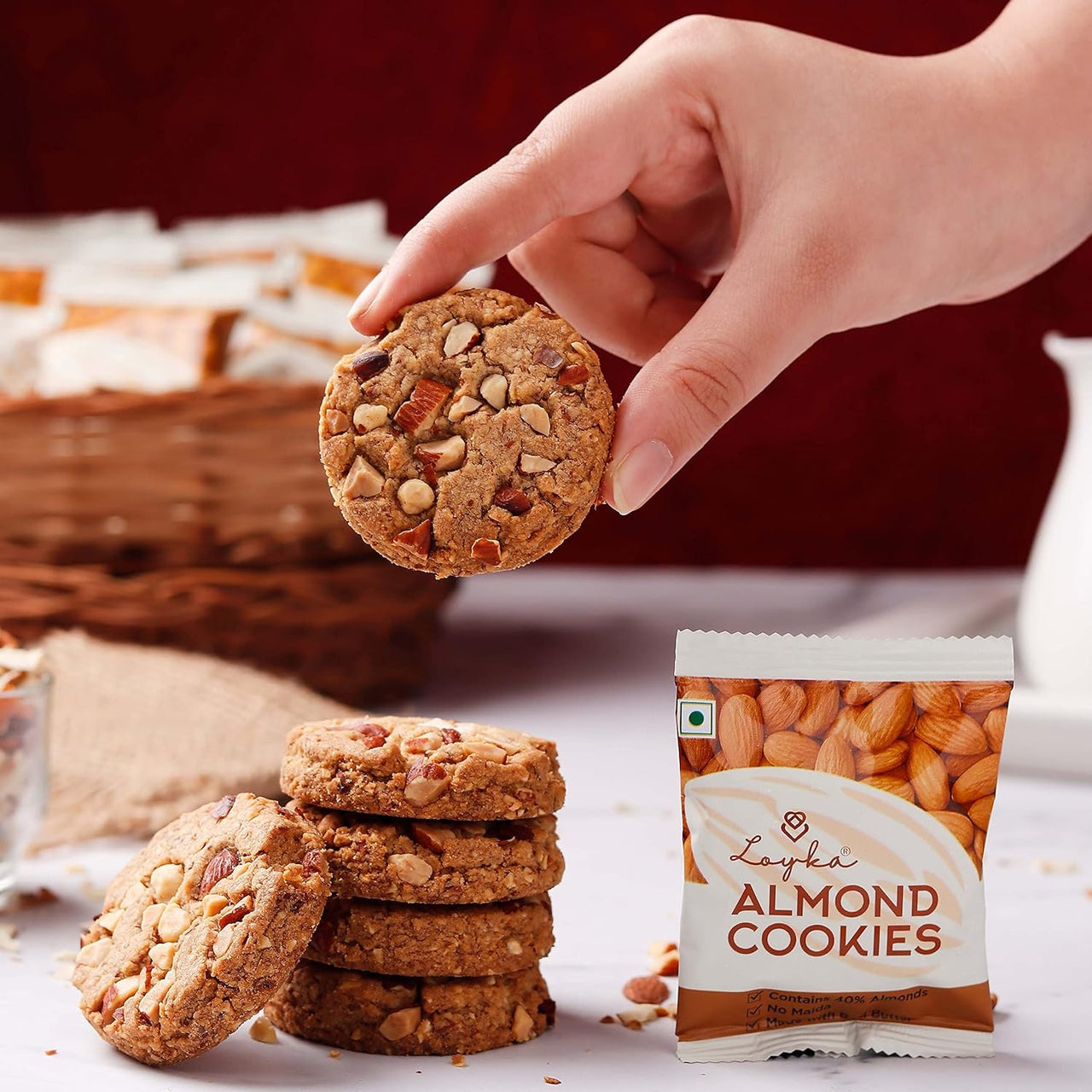 Loyka Almond Cookies -12 pcs- No Maida, Eggless