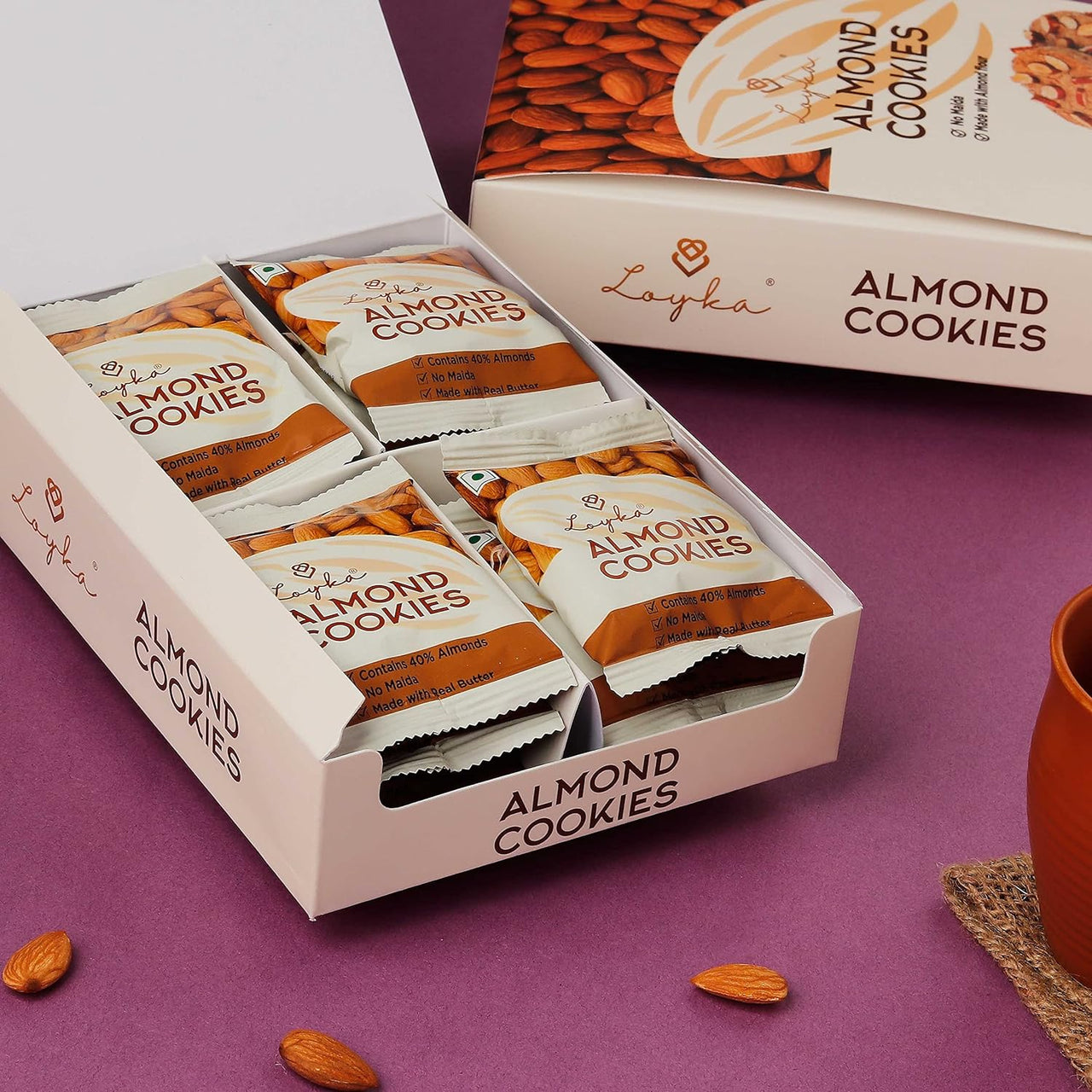 Loyka Almond Cookies -12 pcs- No Maida, Eggless