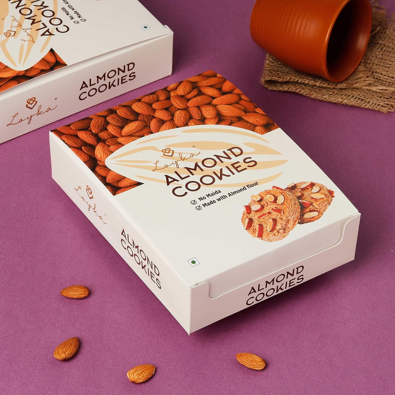 Loyka Almond Cookies -12 pcs- No Maida, Eggless