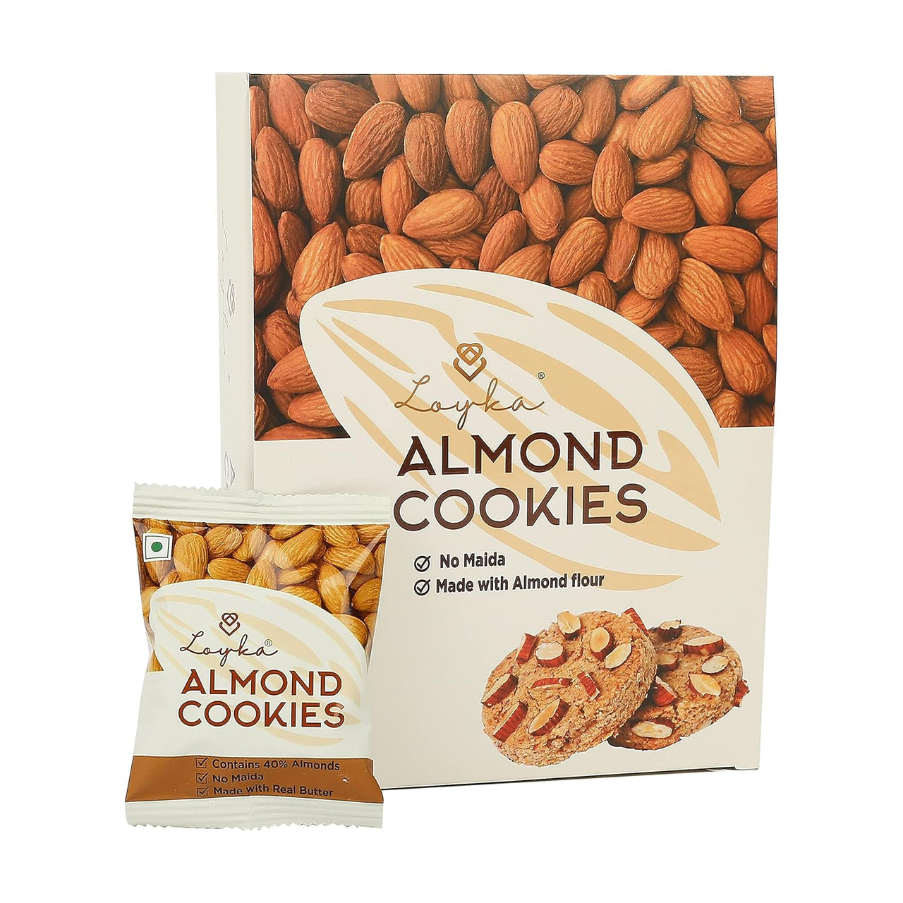 Loyka Almond Cookies -12 pcs- No Maida, Eggless