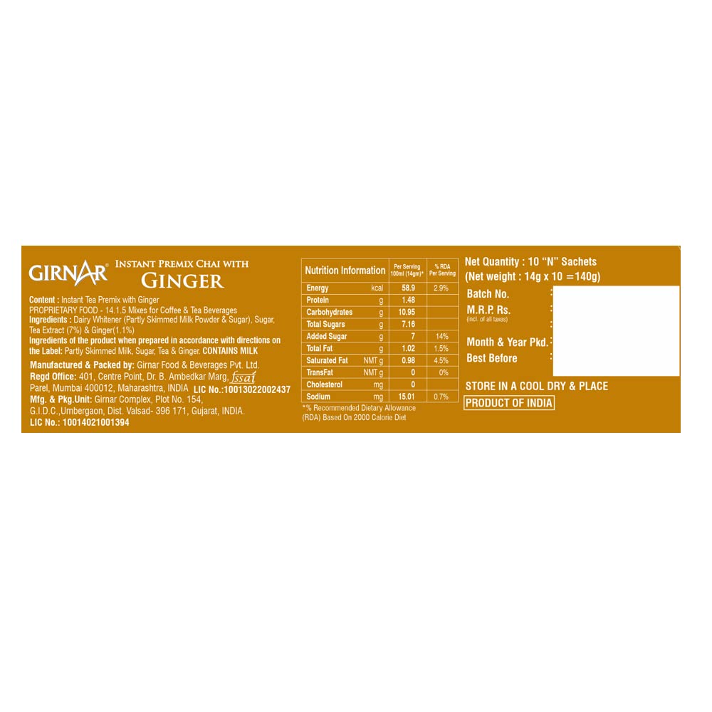 GIRNAR- Instant Premix With Ginger -10 Sachets