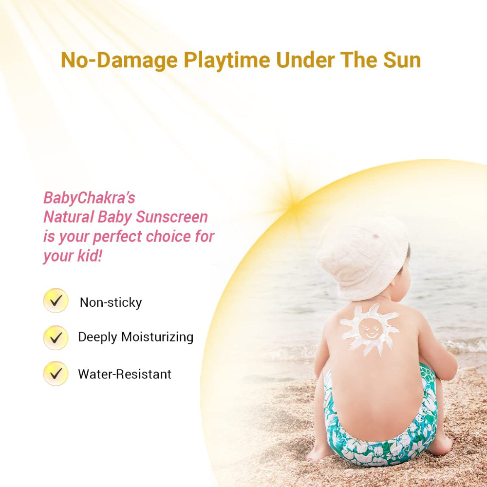 BABYCHAKRA- Moisturizing Natural Baby Sunscreen-SPF 30+ -Non-Sticky & Water-Resist-60g