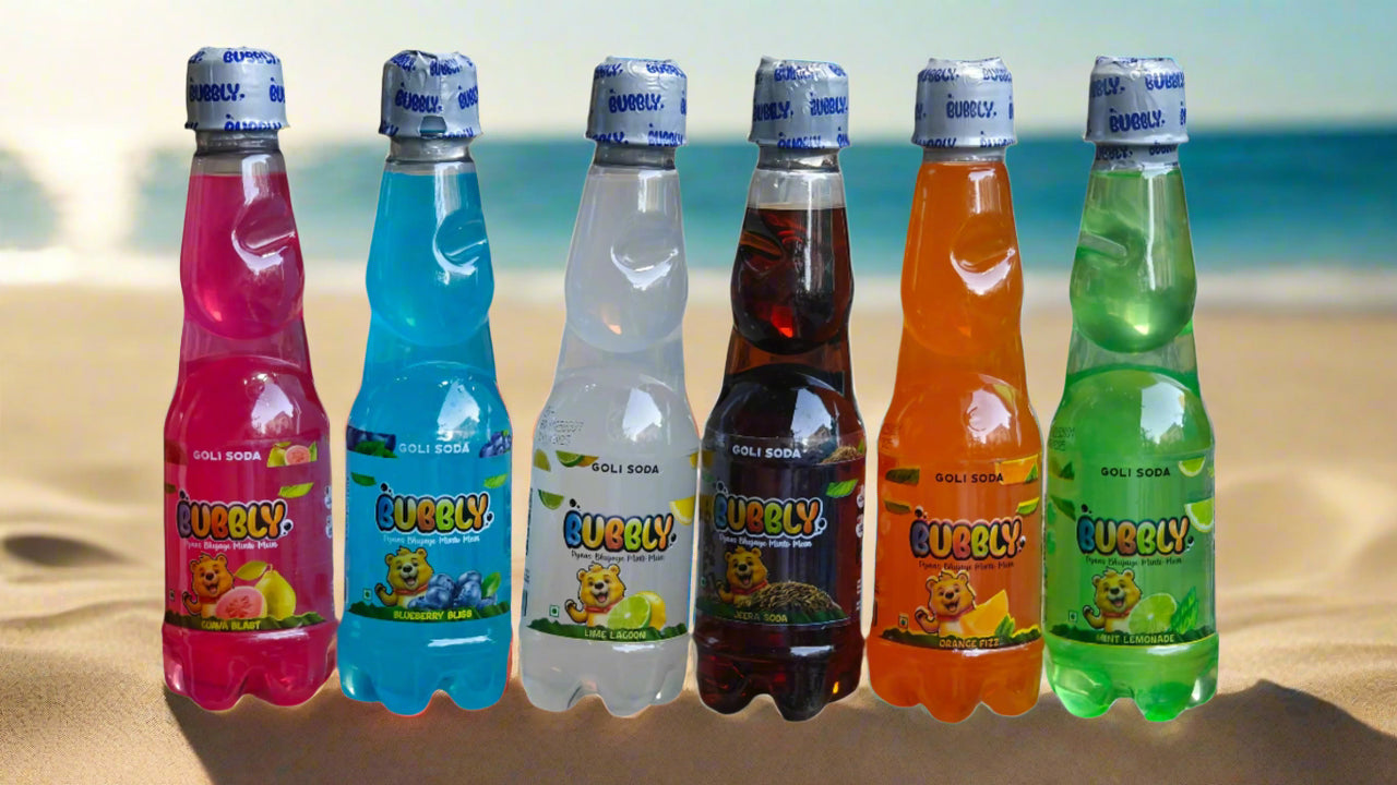 BUBBLY - Goli Soda 250ml | Pack of 6 Flavors X 2 Pcs each | Mix | Pack of 12 Pcs