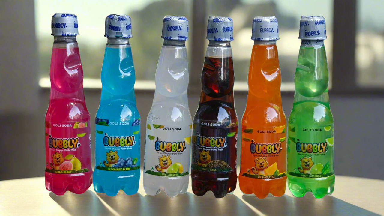 BUBBLY - Goli Soda 250ml | Pack of 6 Flavors X 2 Pcs each | Mix | Pack of 12 Pcs