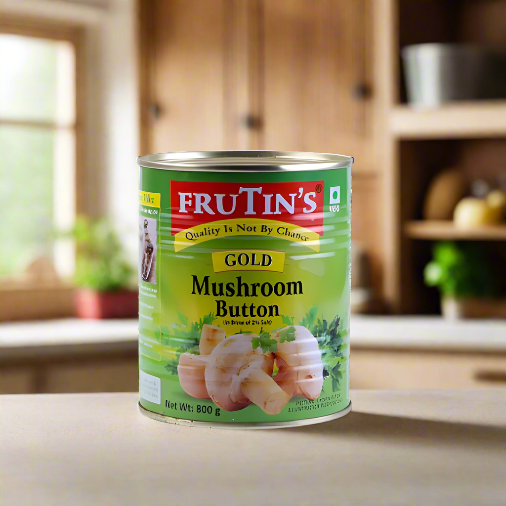 FRUTINS - Button Mushroom in Brine - Gold - 800g (Pack of 24 Pcs)