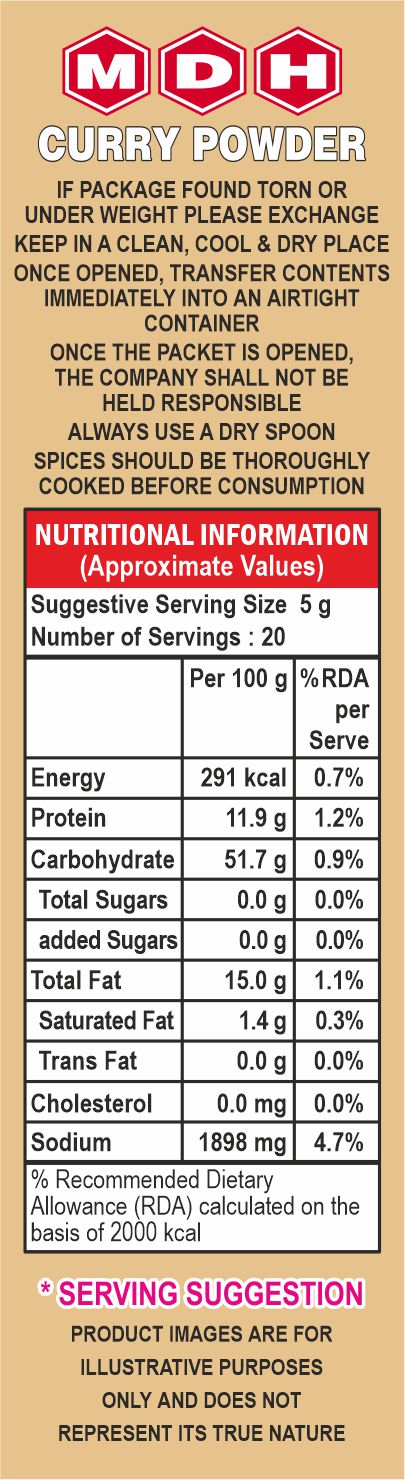 MDH Curry Powder Masala 100g OG MART