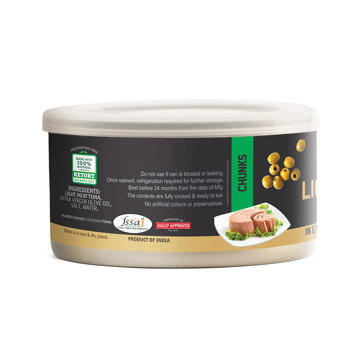 TASTY NIBLLES-Canned Tuna Chunks- Light Meat In Extra Virgin Olive Oil-185g