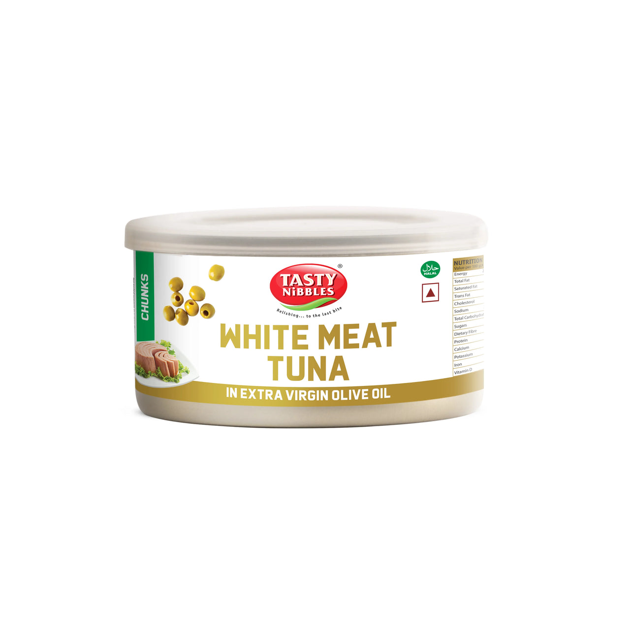 TASTY NIBBLES-Canned Tuna Chunks-White Meat In Extra Virgin Olive Oil-185g