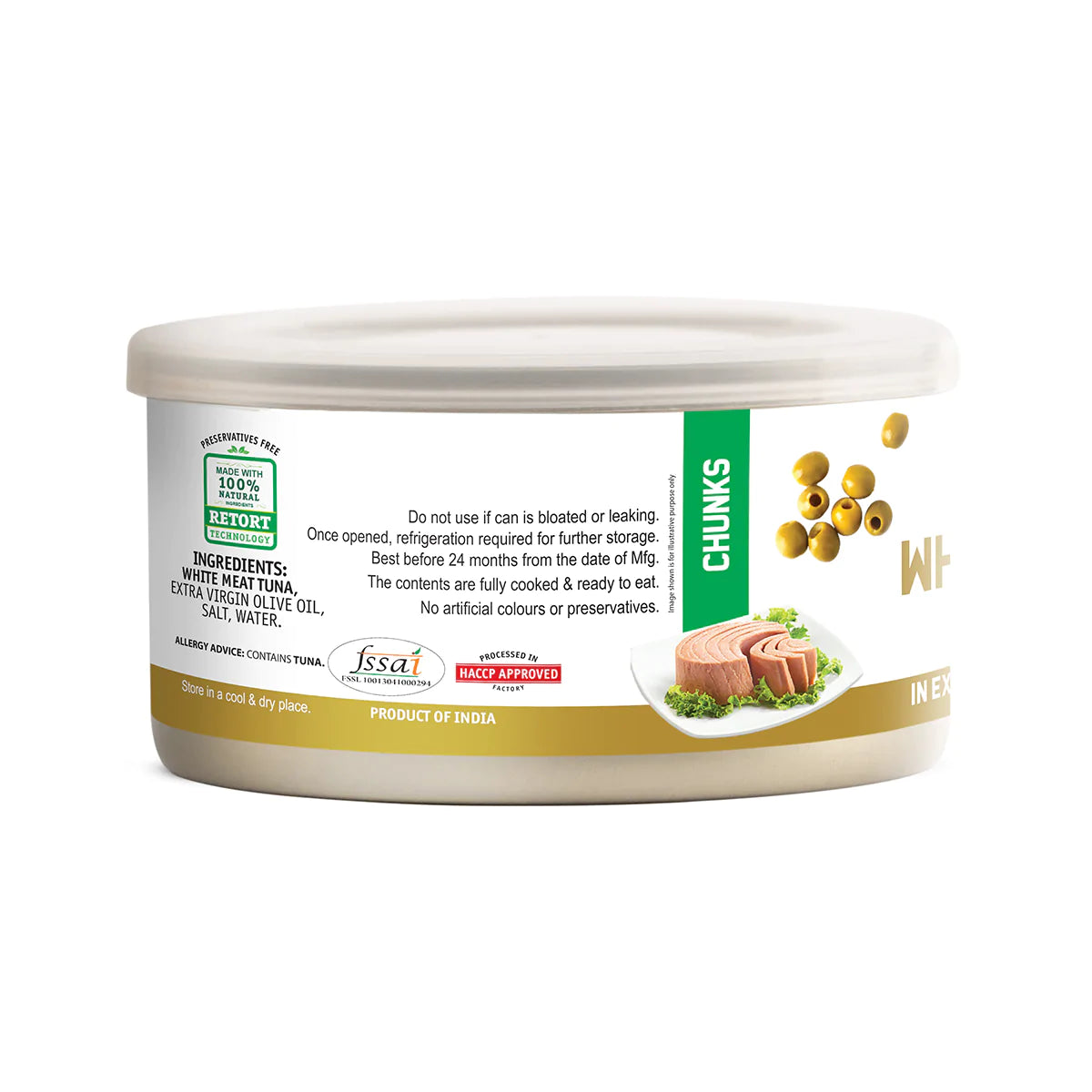 TASTY NIBBLES-Canned Tuna Chunks-White Meat In Extra Virgin Olive Oil-185g