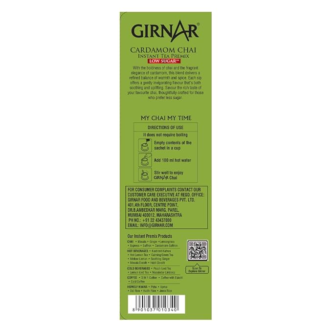 GIRNAR- Instant Premix Cardamom-Low Sugar-10 Sachets