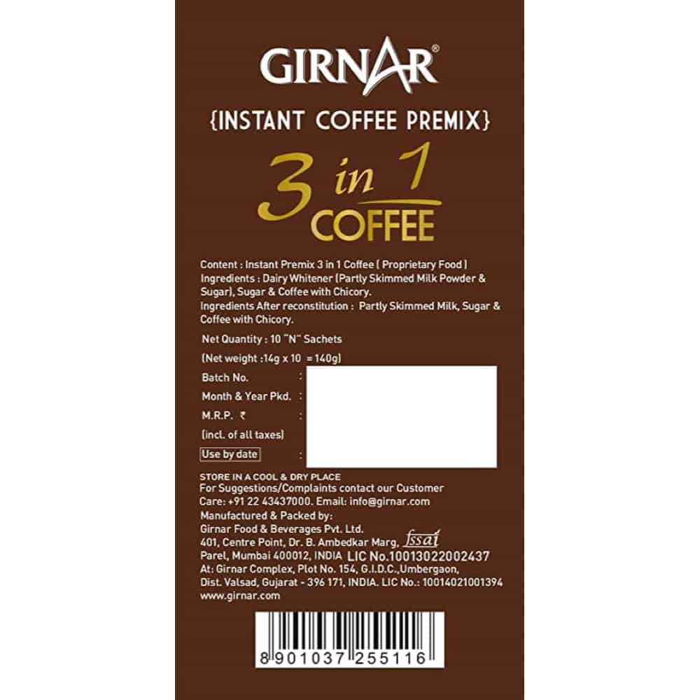 GIRNAR- Instant Premix 3 in 1 Coffee -10 Sachets