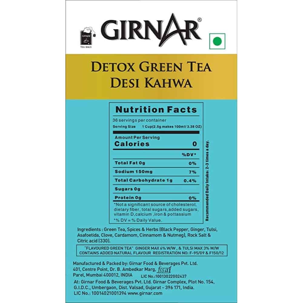 GIRNAR-Detox Green Tea – Desi Kahwa (36 Tea Bags)-90g