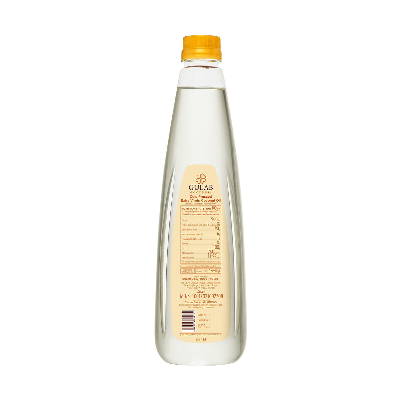 GULAB - COLD PRESSED EXTRA VIRGIN COCONUT OIL 1 LITER