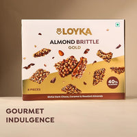 Thumbnail for Loyka Almond Brittle Gold Choco Box - 8 pcs 116gm | Premium Chocolate Gift Hamper | Choco & Nut Dryfruit Delicacy | Roasted California Almonds (40%), Dark Choco & Salted Caramel | Any-time snack