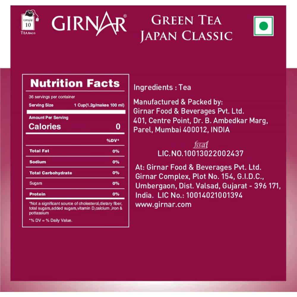 GIRNAR- Green Tea Japan Classic -10 Tea Bags