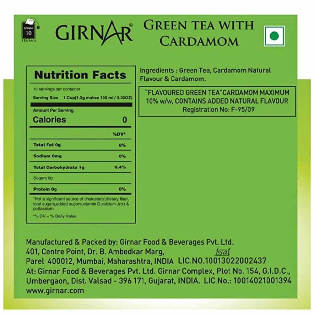 GIRNAR-Green Tea with Cardamom -10 Tea Bags