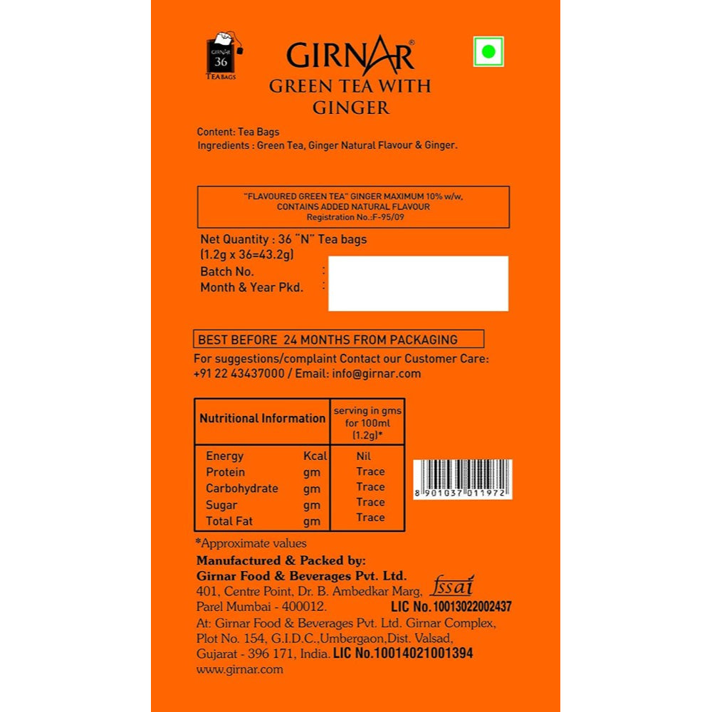 GIRNAR-Green Tea with Ginger-36 Tea Bags