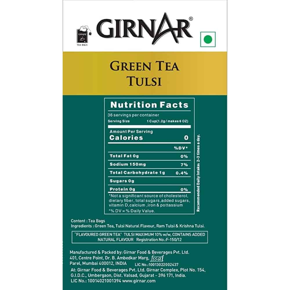 GIRNAR-Green Tea with Tulsi-36 Tea Bags