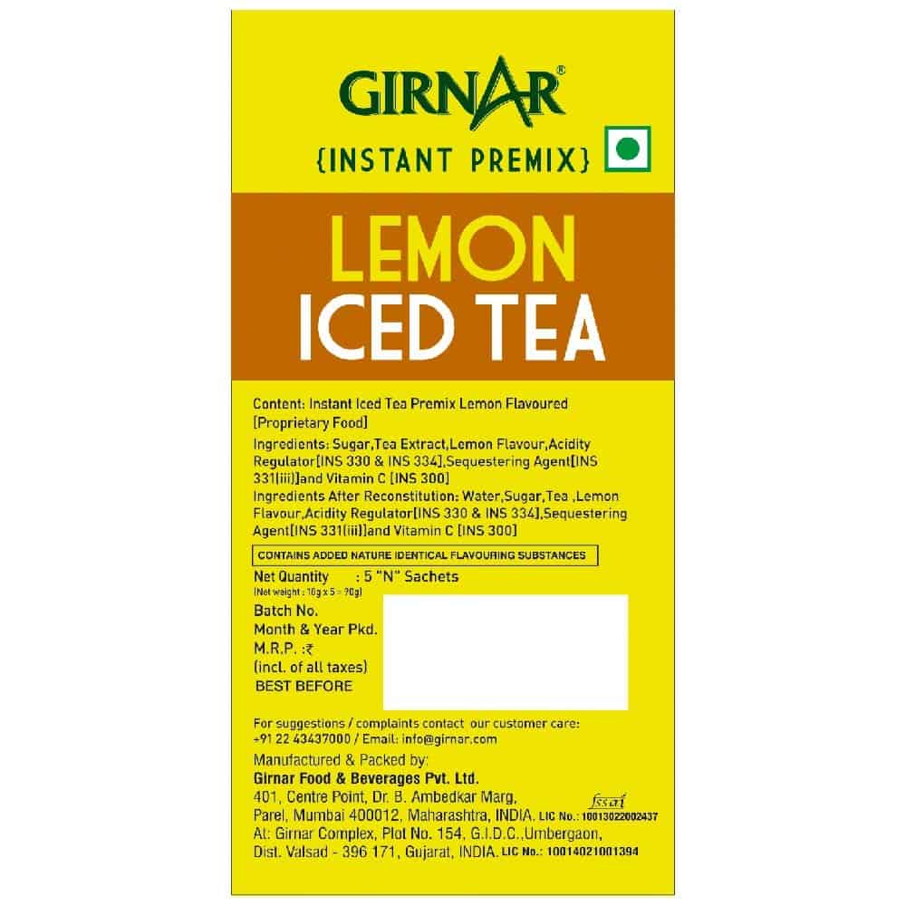 GIRNAR- Instant Premix Iced Tea - Lemon Flavour-5 Sachets