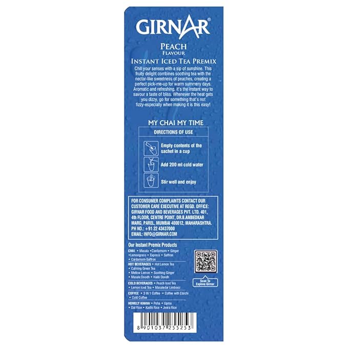 GIRNAR-Instant Iced Tea Premix – Peach Flavour - 10 Sachets