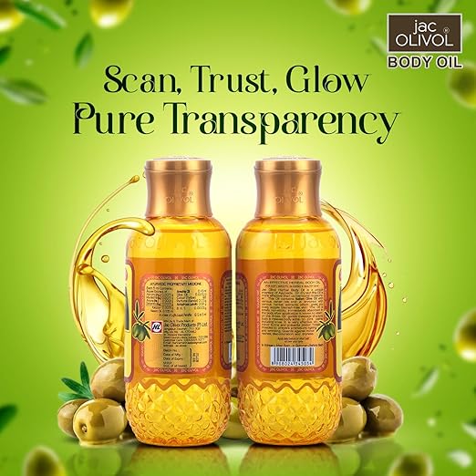 JAC Olivol Body Oil - With Italian Olive Oil-For Soft, Smooth, Glowing & Healthy Skin 500ml (Pack of 2)