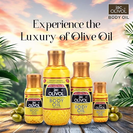 JAC Olivol Body Oil - With Italian Olive Oil-For Soft, Smooth, Glowing & Healthy Skin 500ml (Pack of 2)