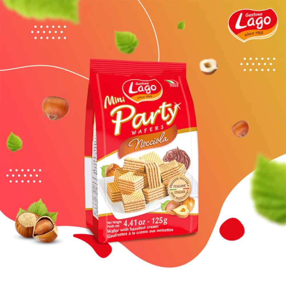 LAGO GASTONE-Mini Party Wafers-Hazelnut Cream-125g