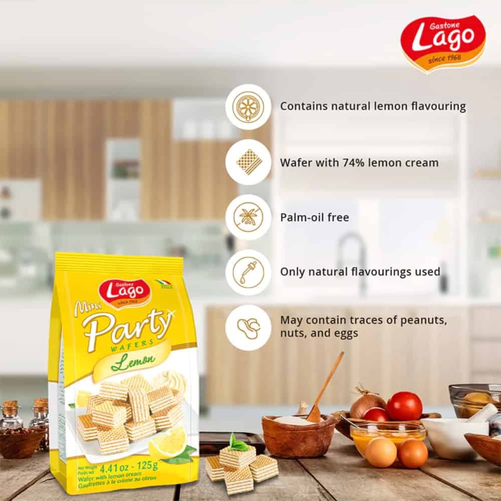 LAGO GASTONE-Mini Party Wafers-Lemon Cream-125g