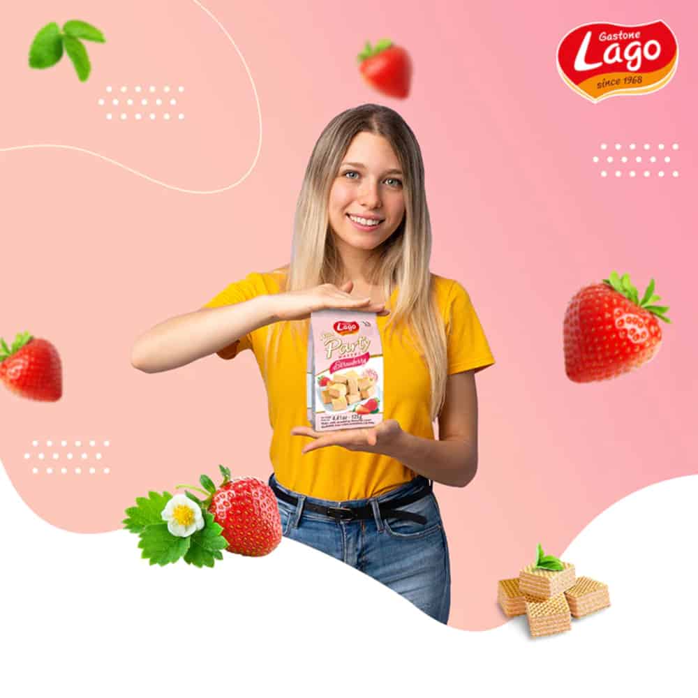 LAGO GASTONE-Mini Party Wafers-Strawberry Cream-125g