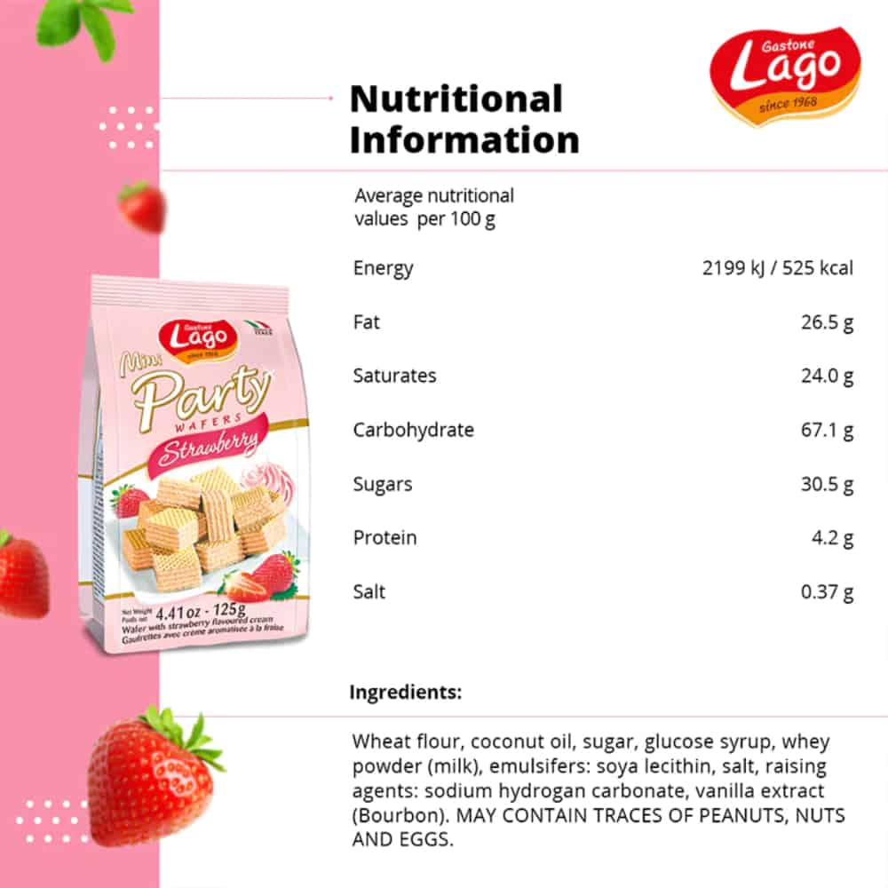 LAGO GASTONE-Mini Party Wafers-Strawberry Cream-125g