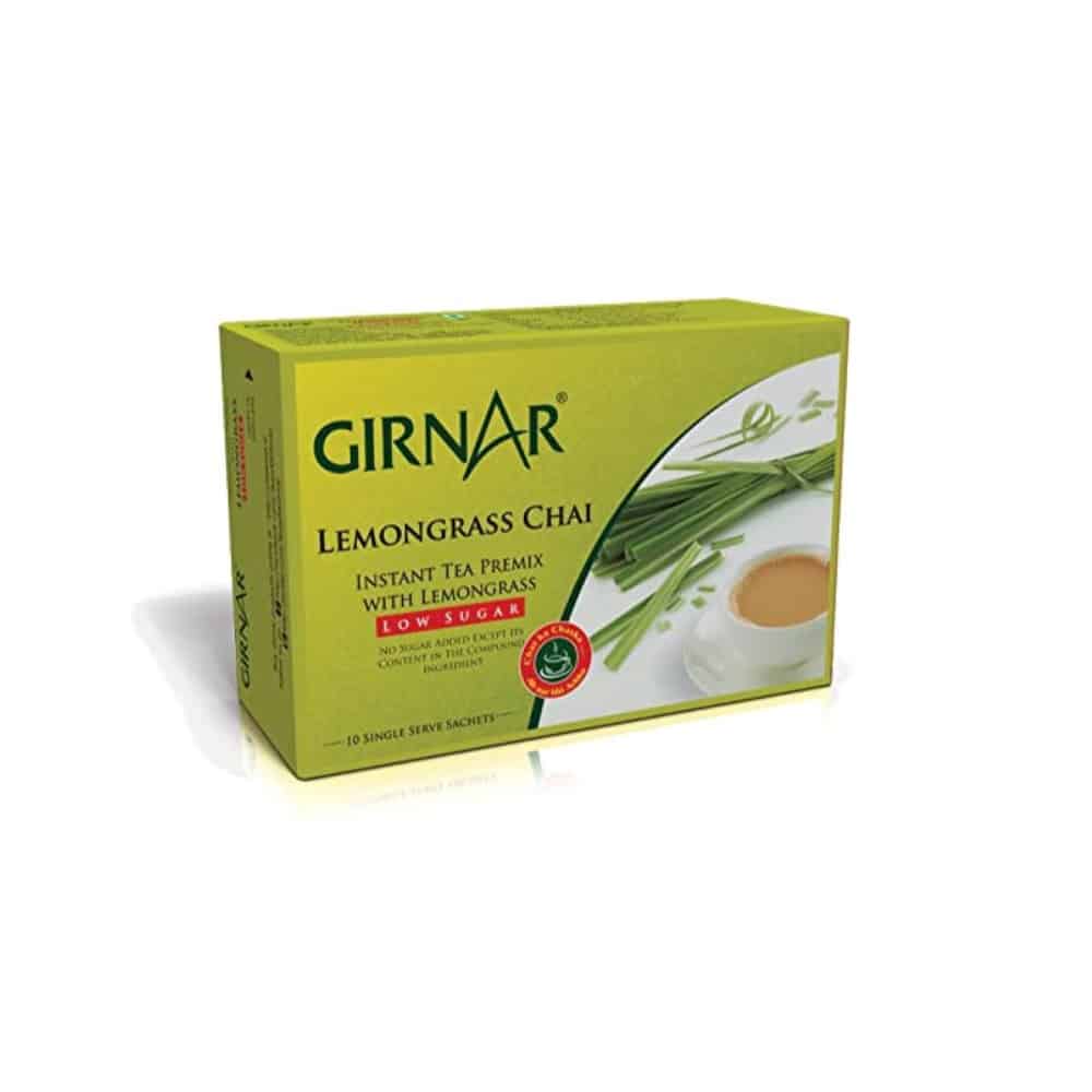 GIRNAR- Instant Premix Lemongrass Chai-Low Sugar-10 Sachets