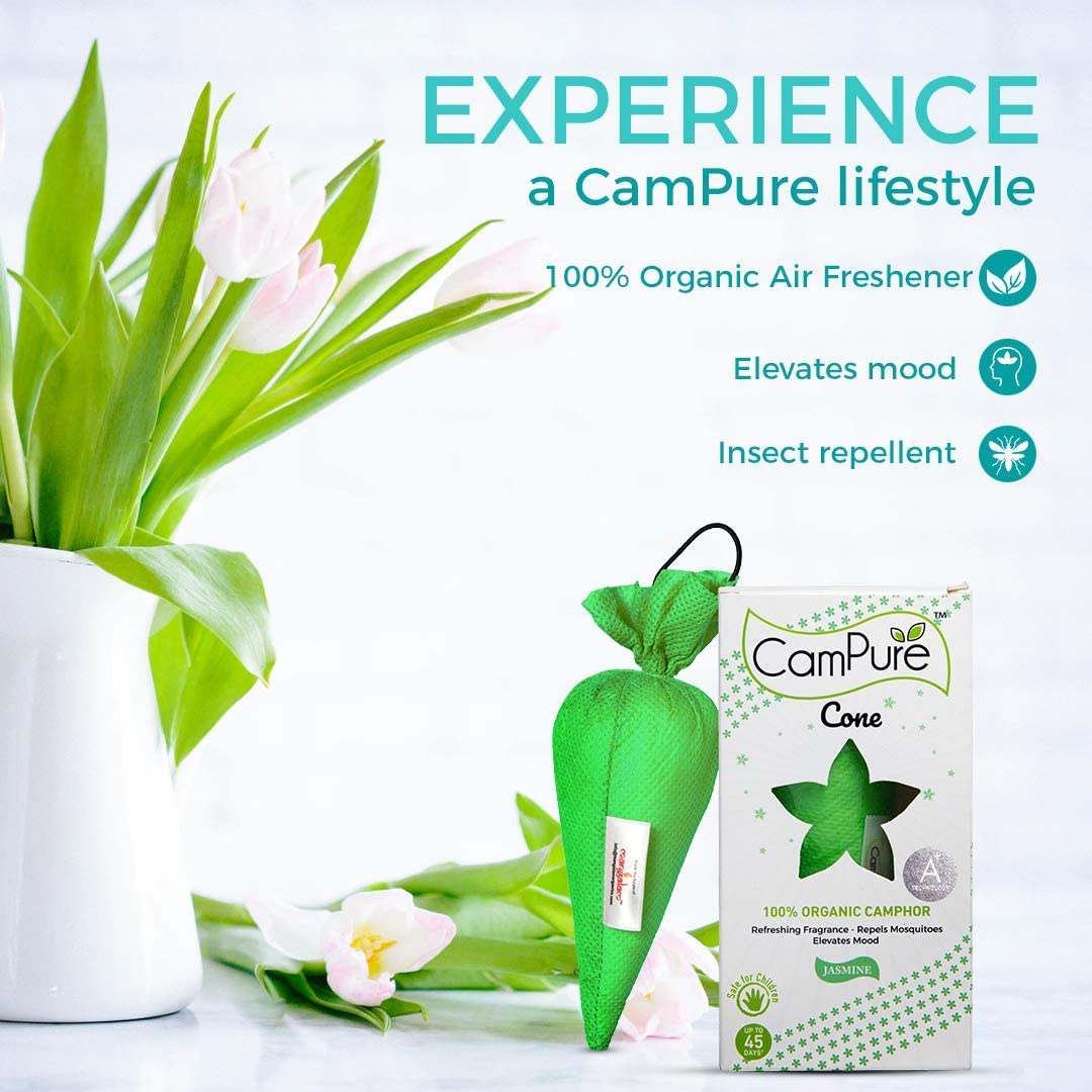 Mangalam CamPure-Camphor Cone (Jasmine) - Room, Car and Air Freshener & Mosquito Repellent