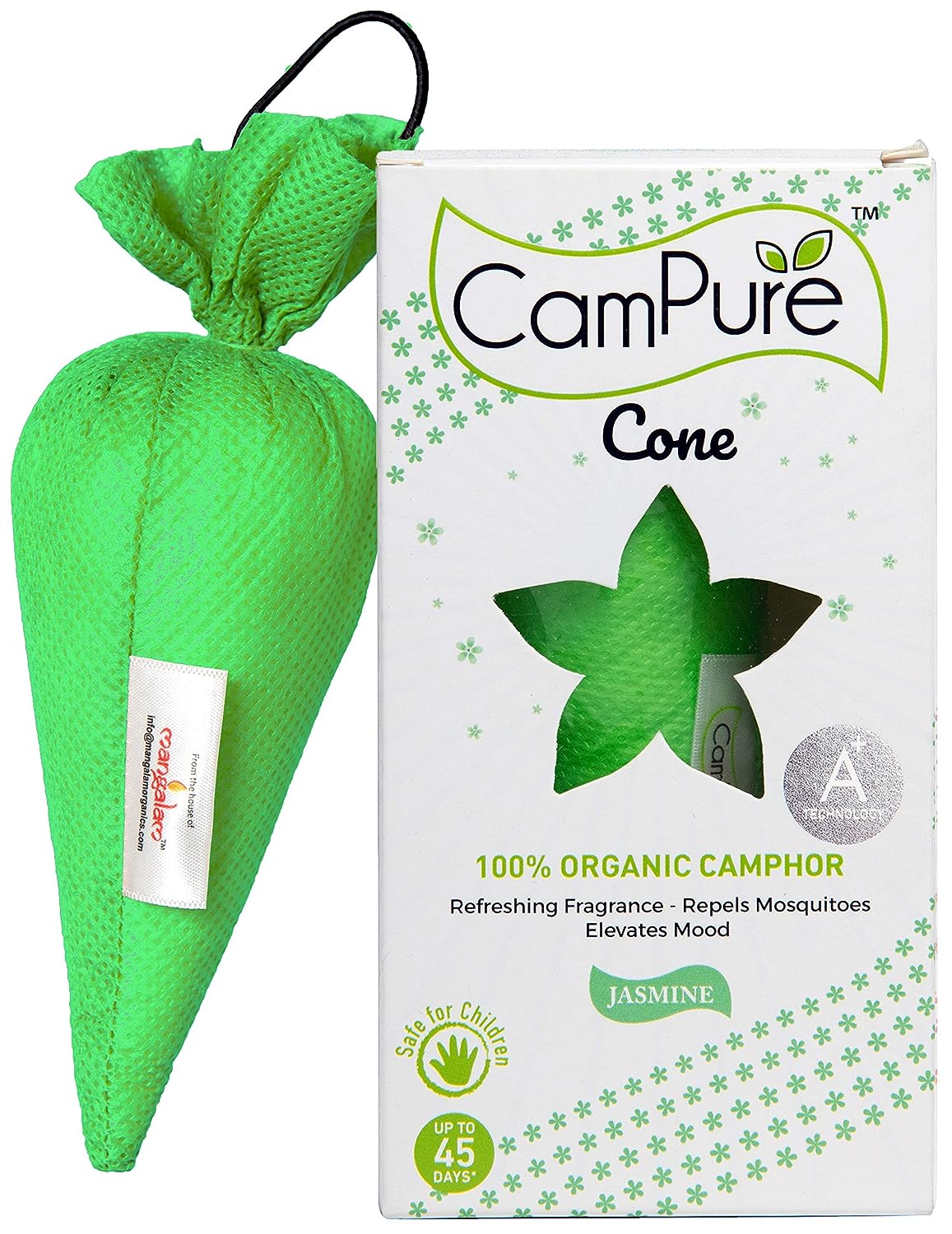 Mangalam CamPure-Camphor Cone (Jasmine) - Room, Car and Air Freshener & Mosquito Repellent