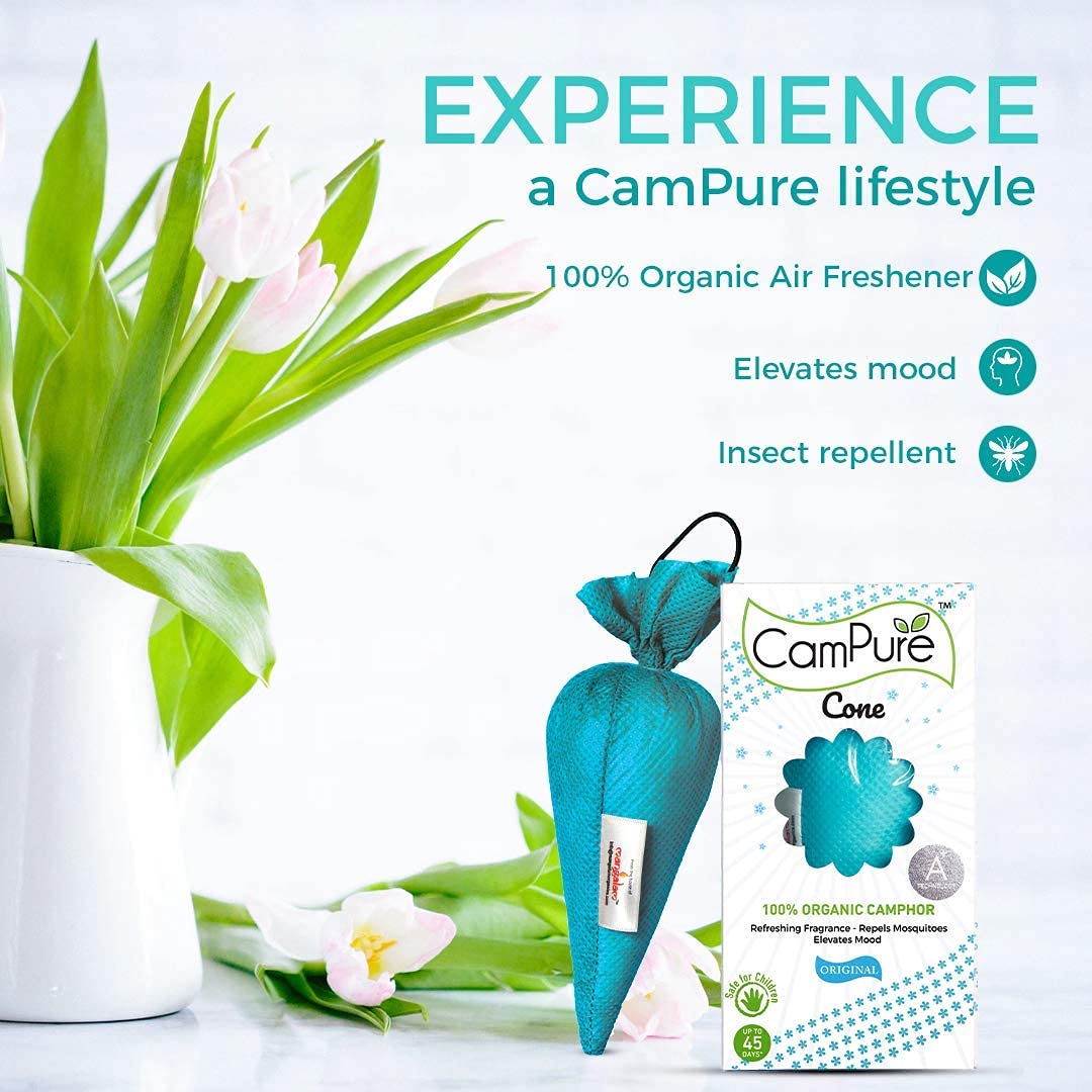 Mangalam CamPure-Camphor Cone (Original) - Room, Car and Air Freshener & Mosquito Repellent