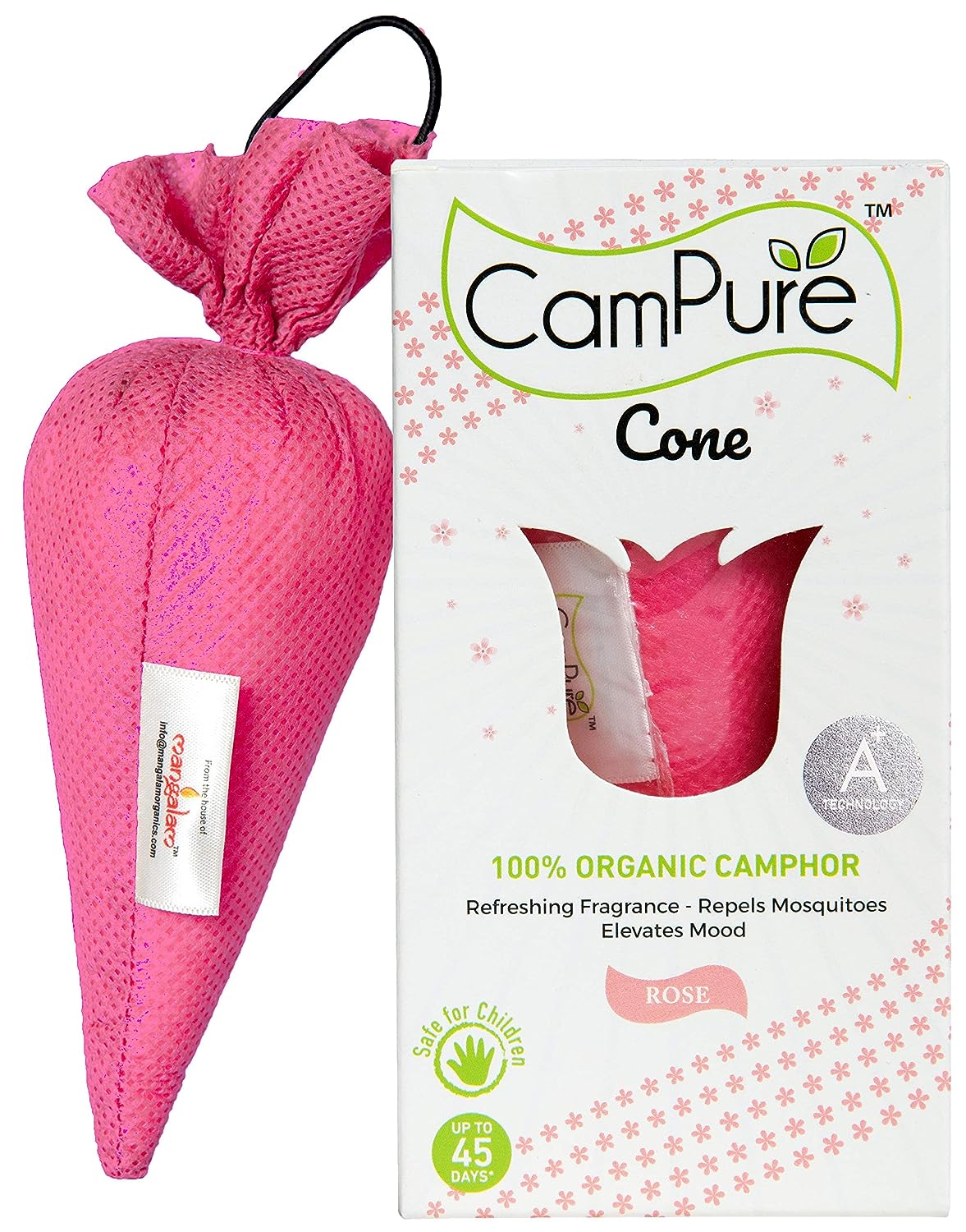 Mangalam CamPure-Camphor Cone (Rose)- Room, Car and Air Freshener & Mosquito Repellent