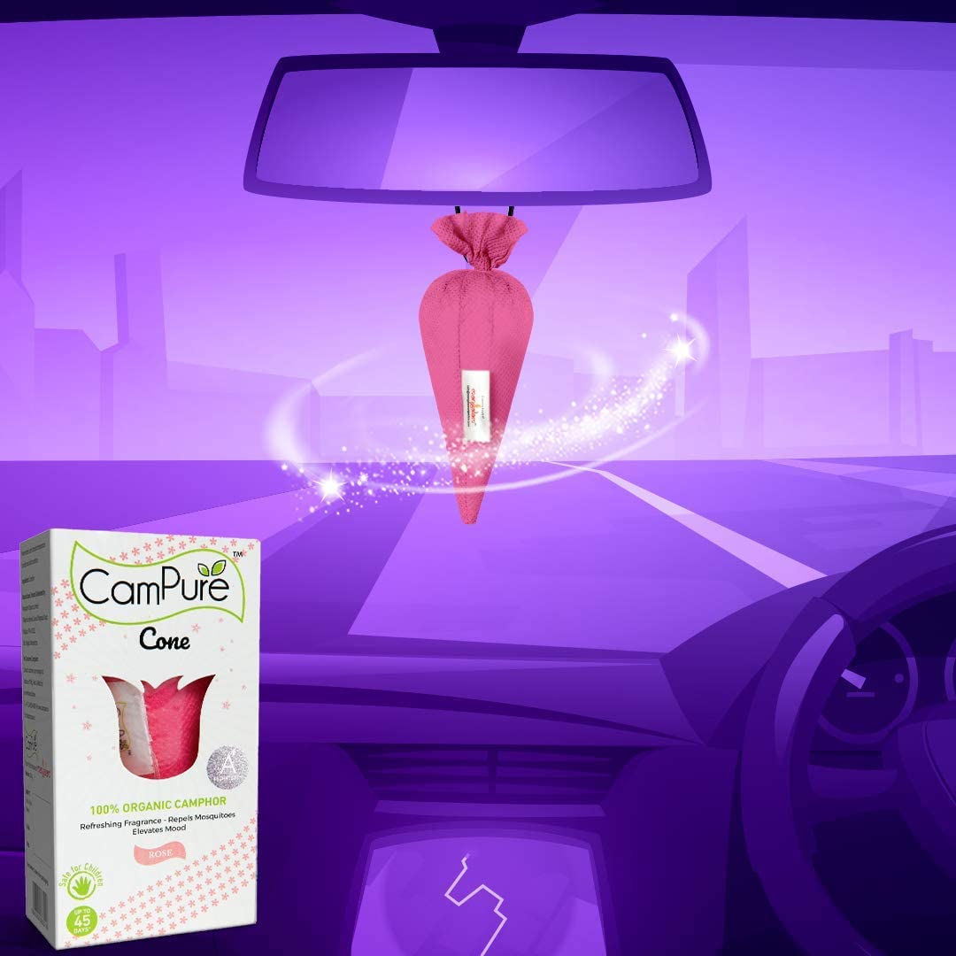 Mangalam CamPure-Camphor Cone (Rose)- Room, Car and Air Freshener & Mosquito Repellent