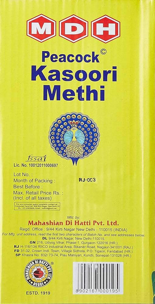 MDH-Peacock Kasoori Methi 1Kg Carton