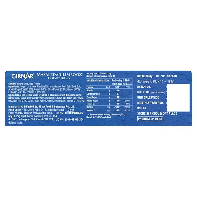 GIRNAR-Masaledar Limbooz -180g