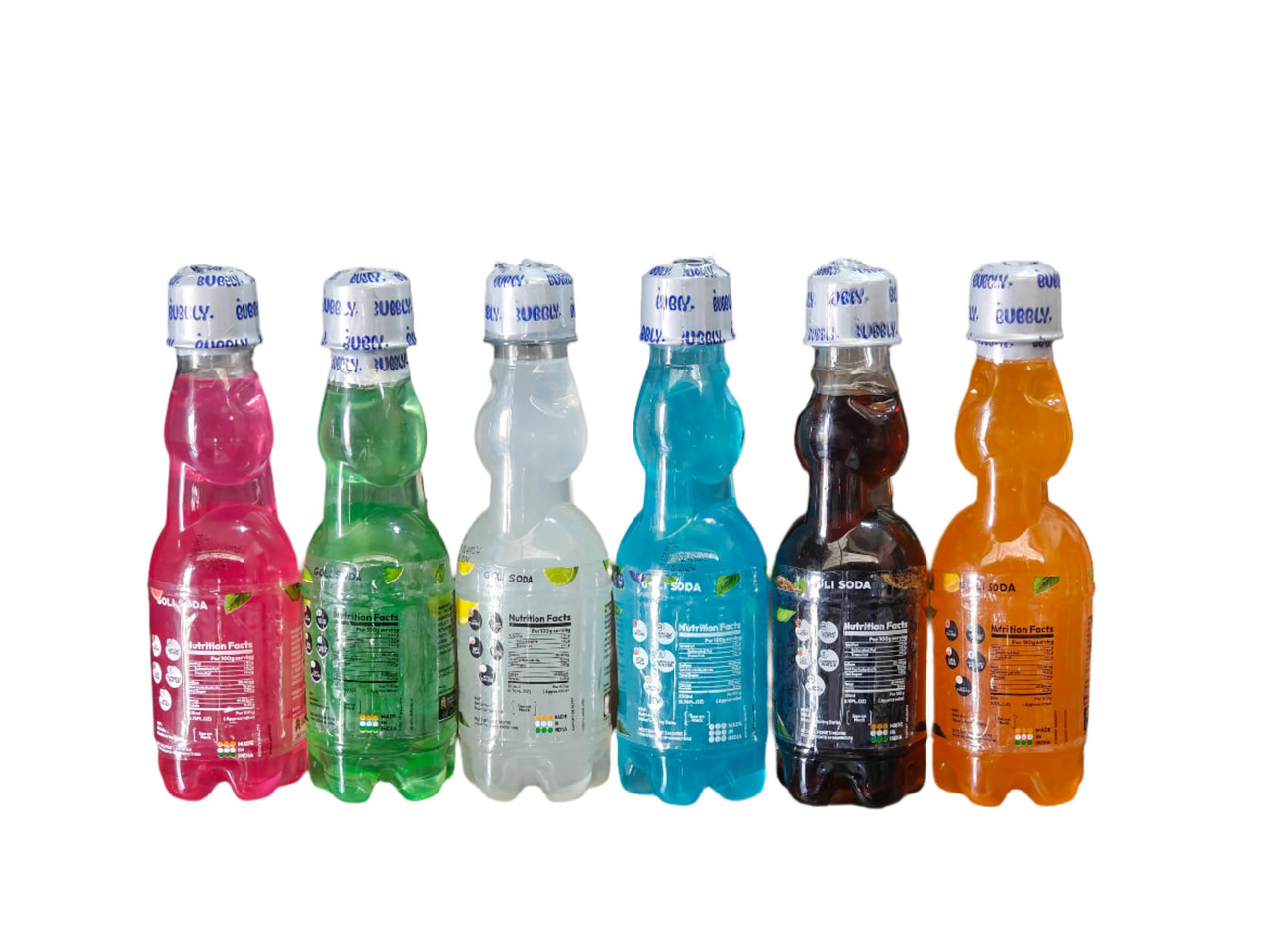 BUBBLY - Goli Soda 200ml each (Pack of 6 Flavors)