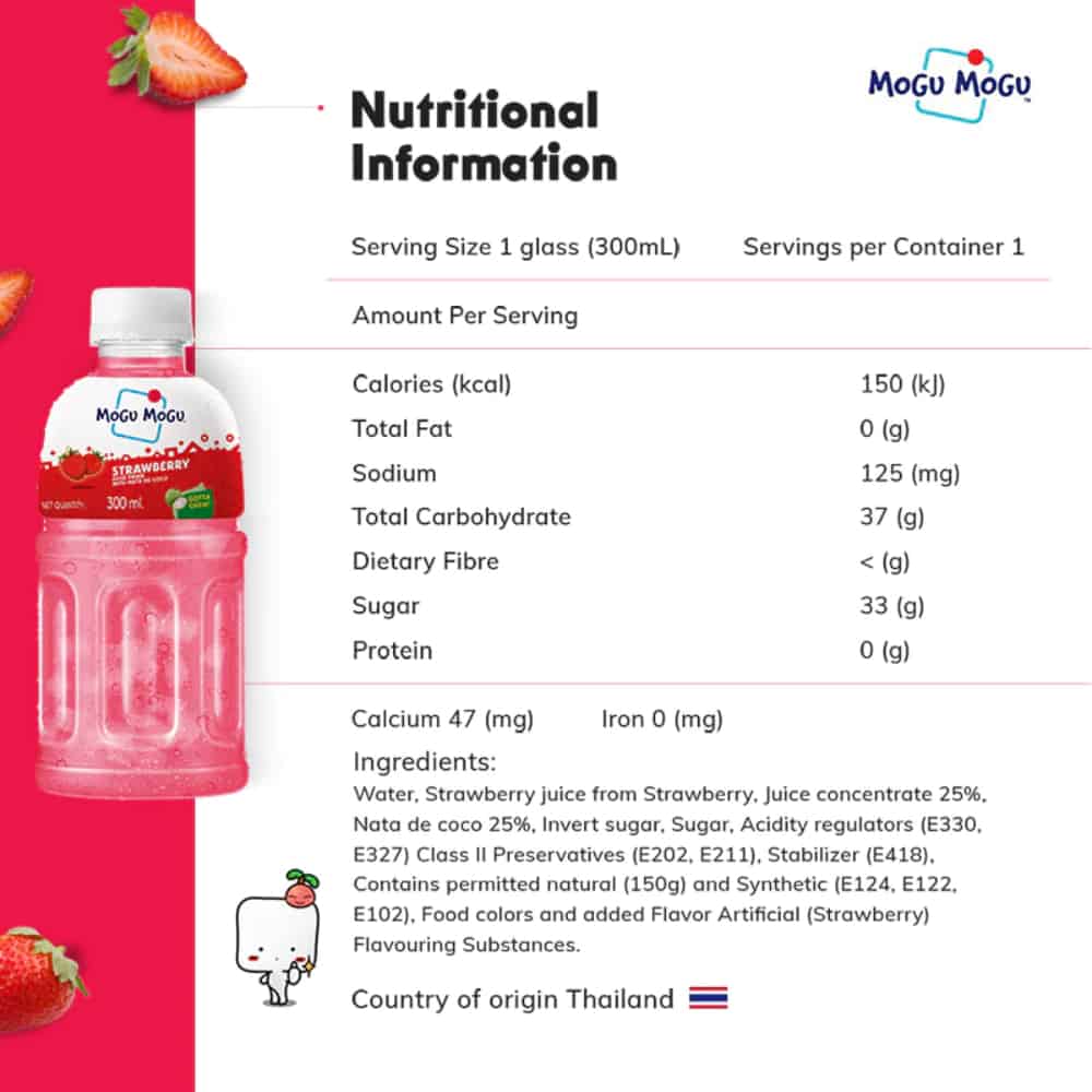 MOGU MOGU - Strawberry Juice-320ml (Pack of 24Pcs)