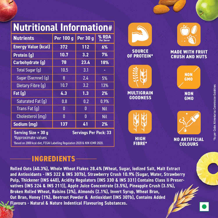 Bagrry's - Mixed Fruit Muesli, Fruit & Fibre with Almonds & Raisins 1Kg