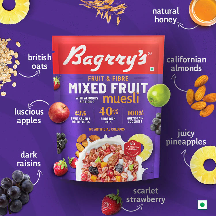 Bagrry's - Mixed Fruit Muesli, Fruit & Fibre with Almonds & Raisins 1Kg