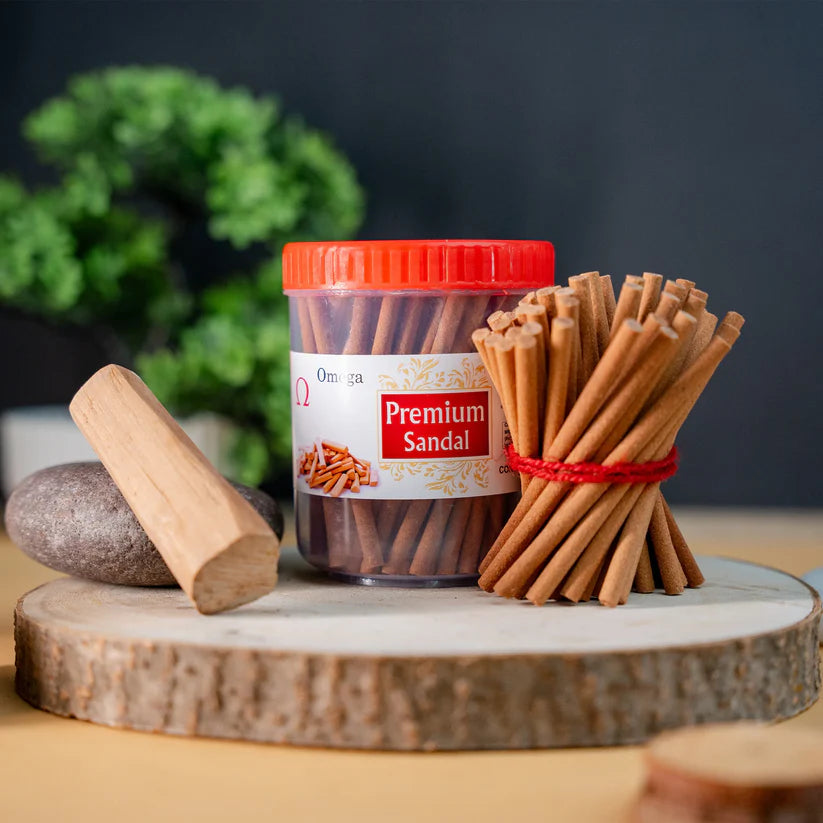 Omega-Premium Sandal Bambooless Dhoop Sticks – Jar 225gm – OG-MART