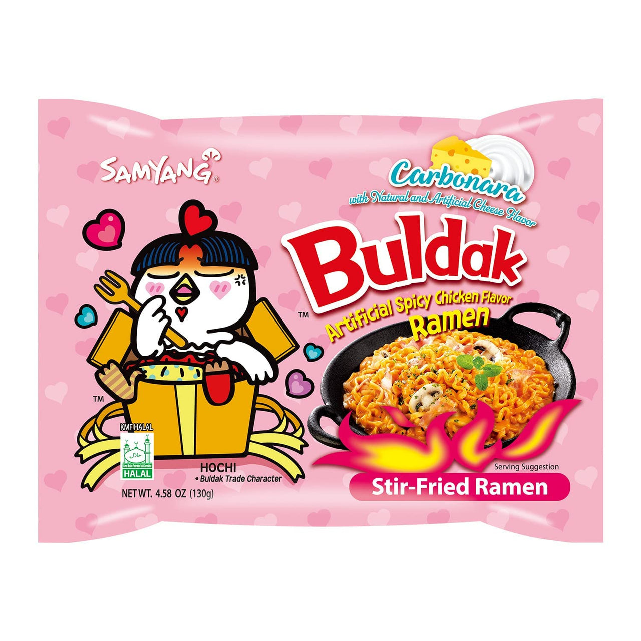 SAMYANG Buldak Hot Chicken Flavor Ramen Noodles-Carabonara 130g-Pack of 5