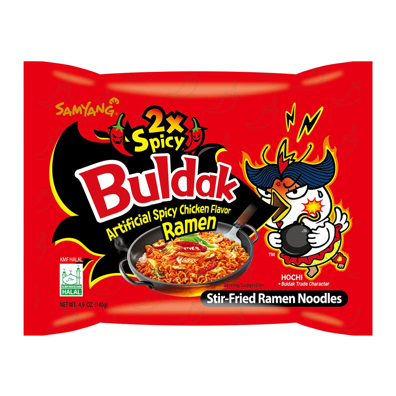 SAMYANG Buldak Hot Chicken Flavor Ramen Noodles- 2X SPICY 140g-Pack of 1