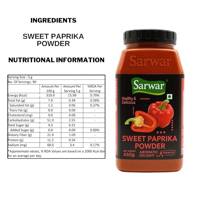 Sarwar - Sweet Paprika Powder 450gm | 100% Pure Natural Spice