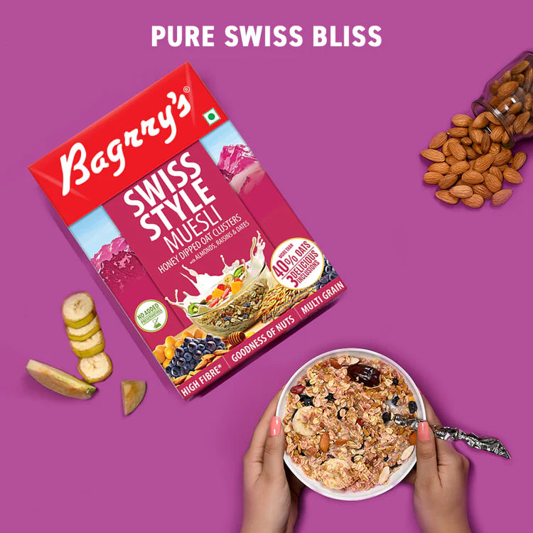 Bagrry's - Swiss Style Muesli 500gm Box | High Fibre with Added Bran 1 + 1 Free