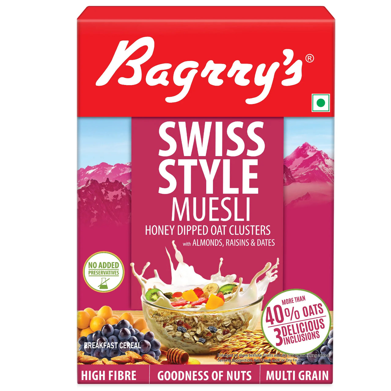 Bagrry's - Swiss Style Muesli 500gm Box | High Fibre with Added Bran 1 + 1 Free